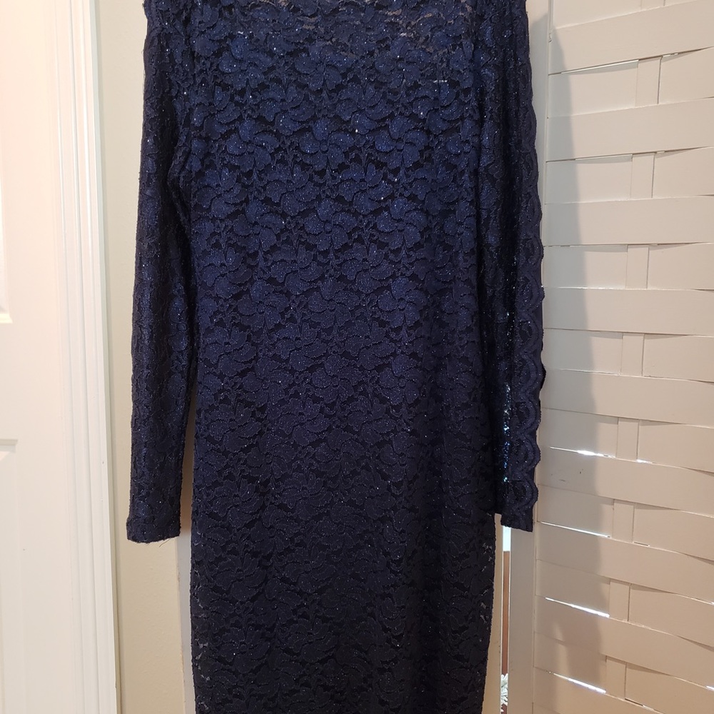 Onyxnite Blue lace dress with sparkles. Sz 12 P.